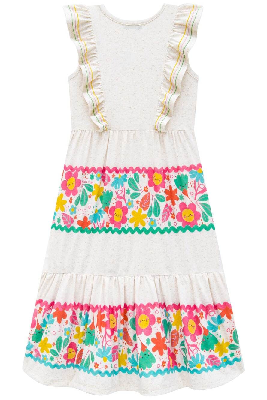 Vestido Infantil Kukie Alecrim Verão Midi Smile