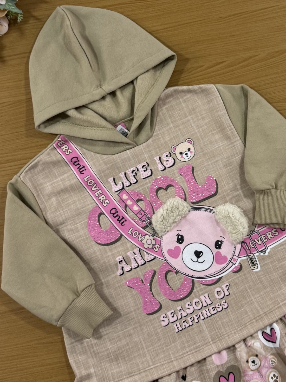 Vestido Infantil Cinti Inverno Bege Bolsinha