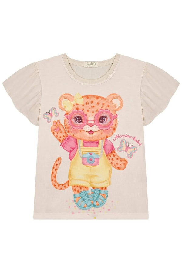 Blusa Infantil Kukiê Verão Bege Oncinha