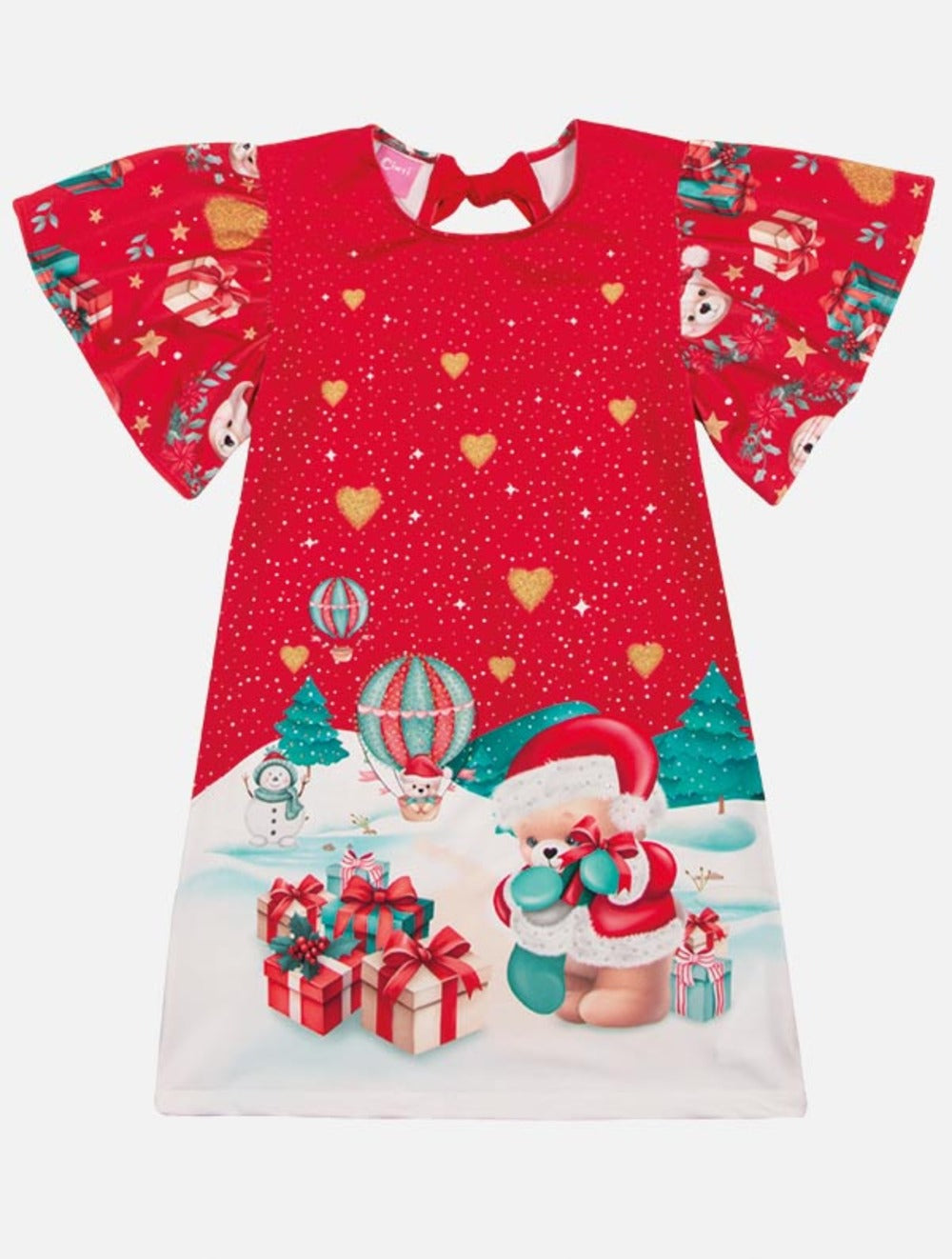 Vestido Infantil Cinti Verão Ursinho Natal