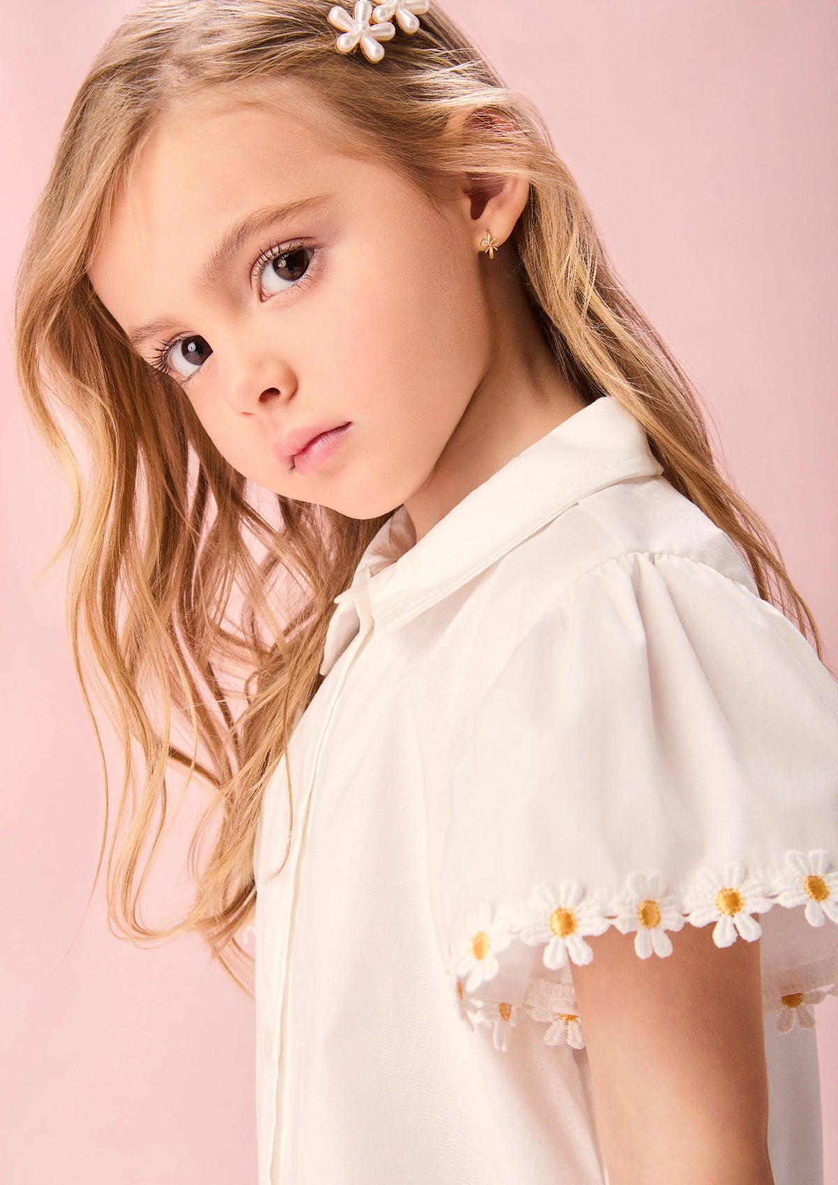 Camisa Infantil Menina Momi Off White Floral