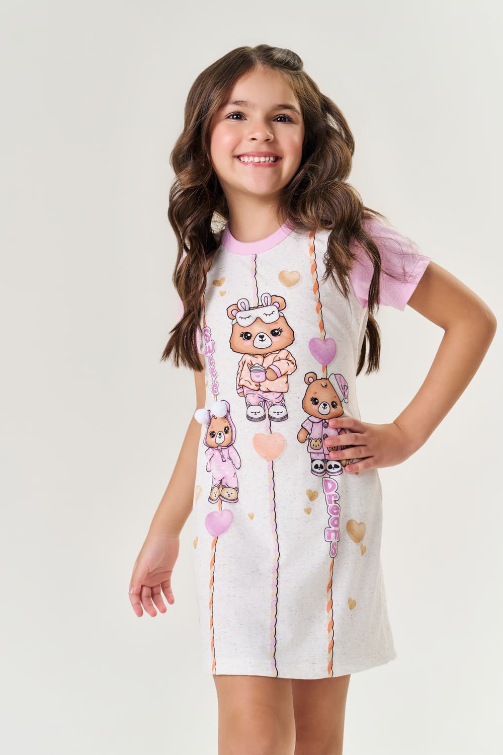 Camisola Infantil Cinti Verão Off White Ursinhos