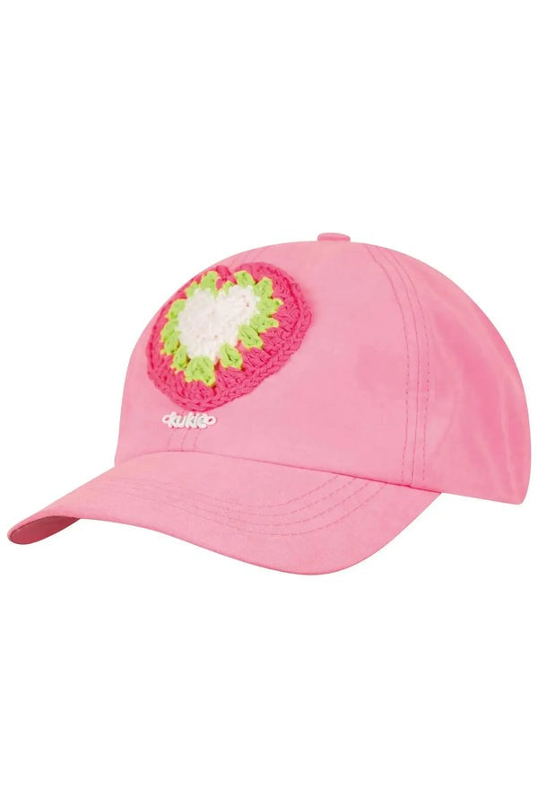 Boné Infantil Kukiê Verão Rosa Coração Tricô