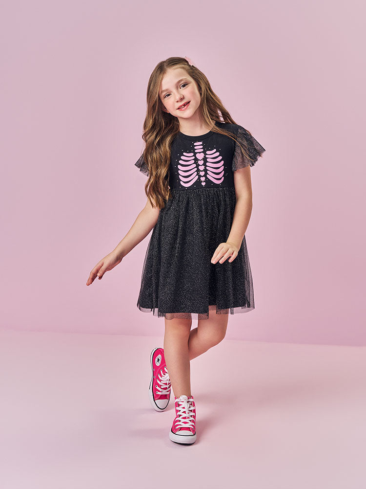 Vestido infantil Cinti Verão Preto Halloween