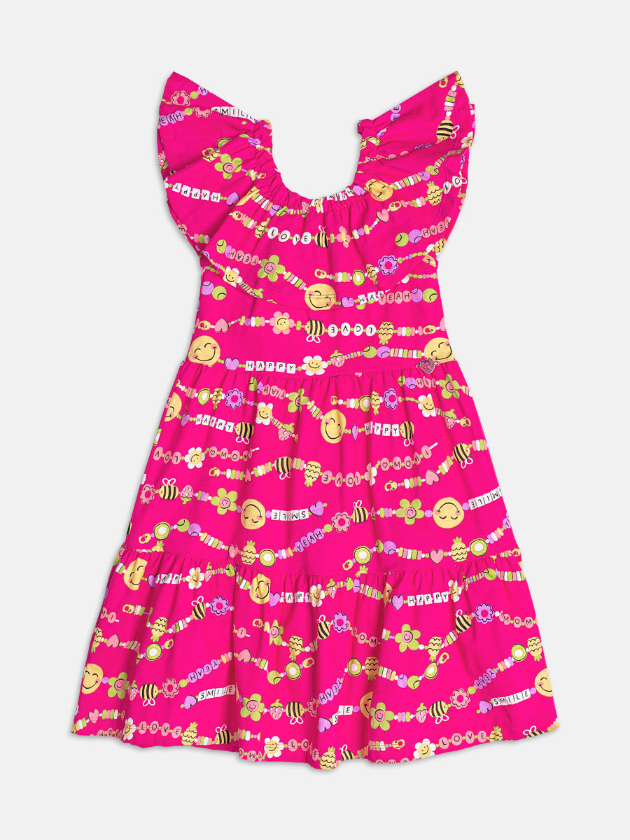 Vestido Infantil Momi Verão Rosa Pulseirinhas