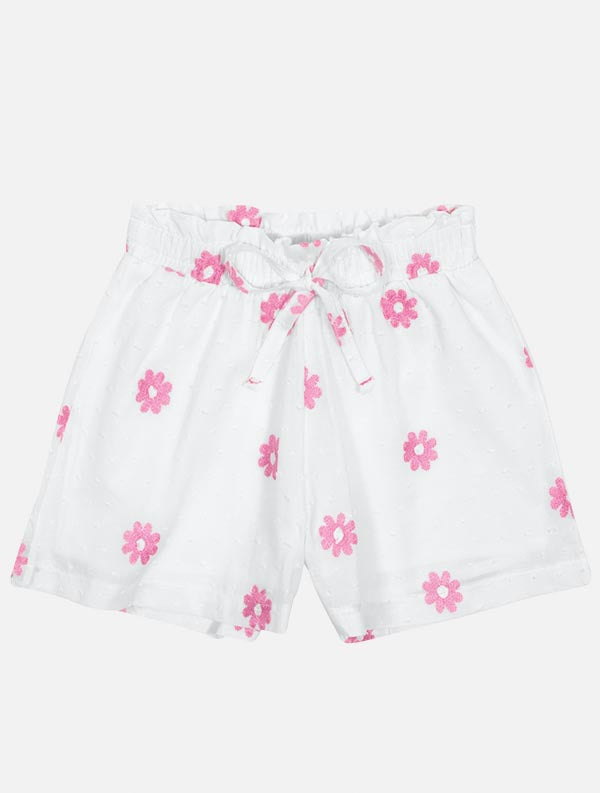 Conjunto Infantil Cinti Verão Blusa e Shorts Branco Florzinhas