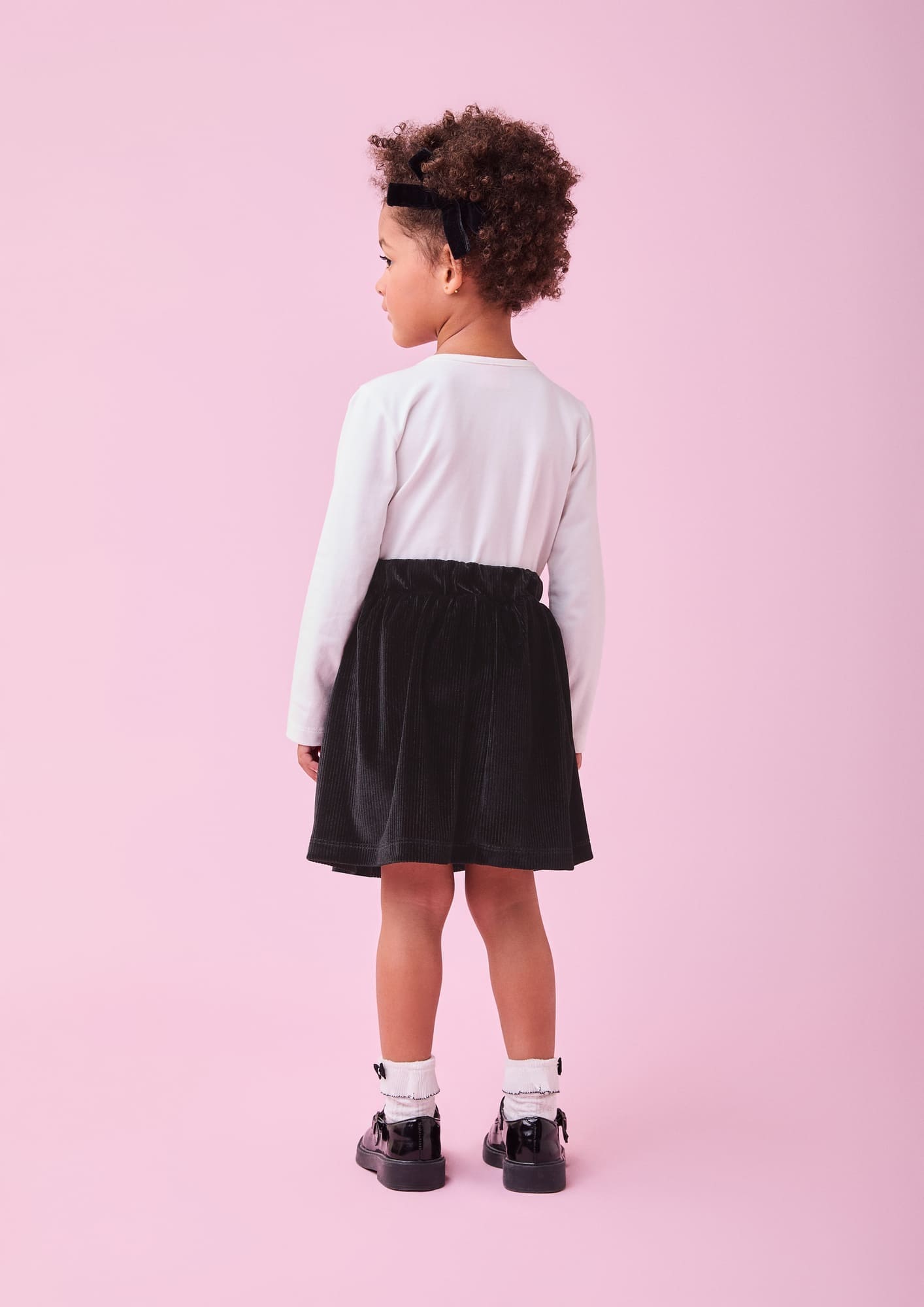 Conjunto Infantil Momi Inverno com Saia Preta Lacinhos e Blusa Manga Longa