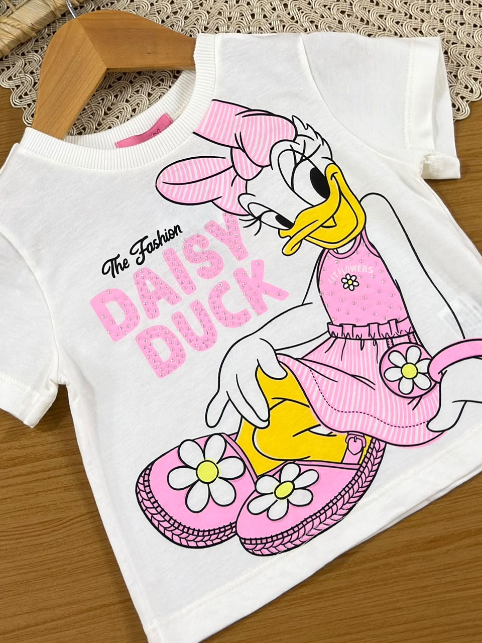 Conjunto Infantil Momi Com Shorts Rosa e Blusa Daisy Strass Disney