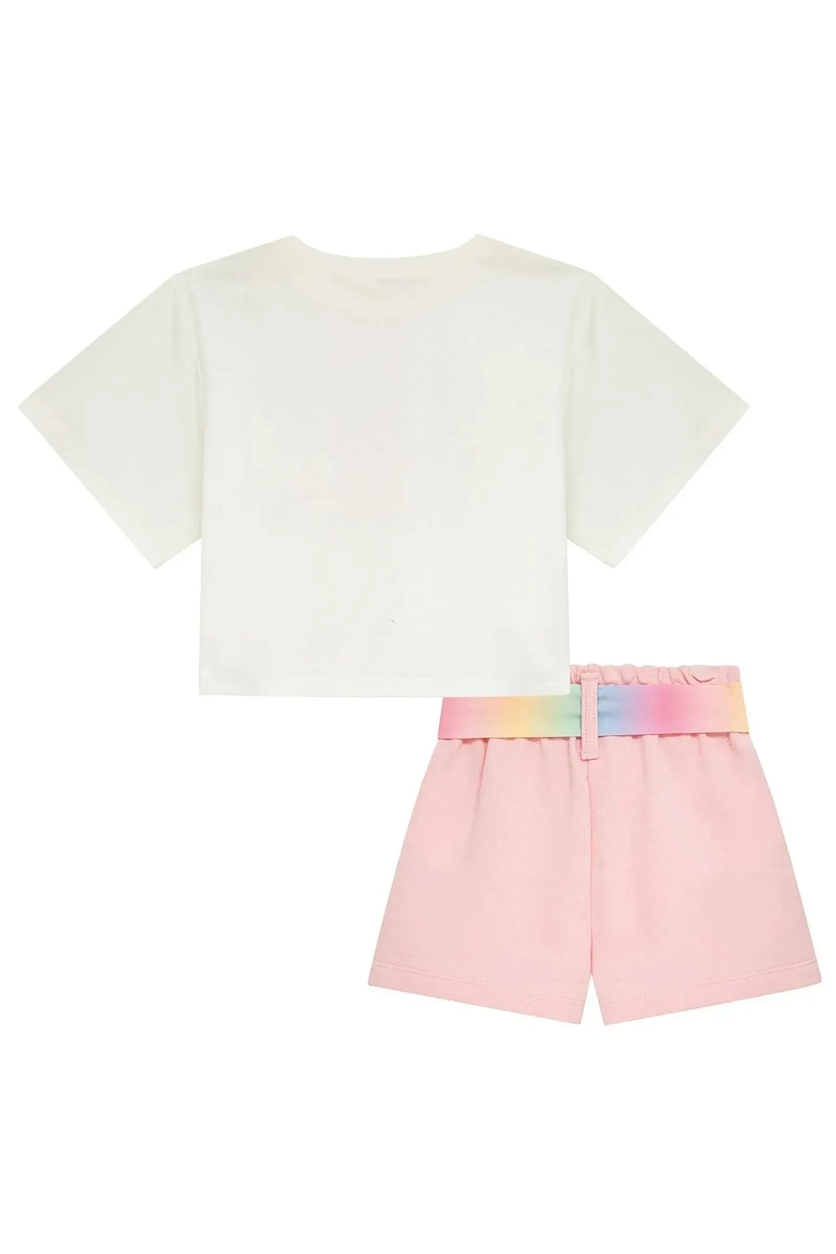 Conjunto Infantil Menina Kukiê com Shorts Rosa e Blusa Branca Mermaid