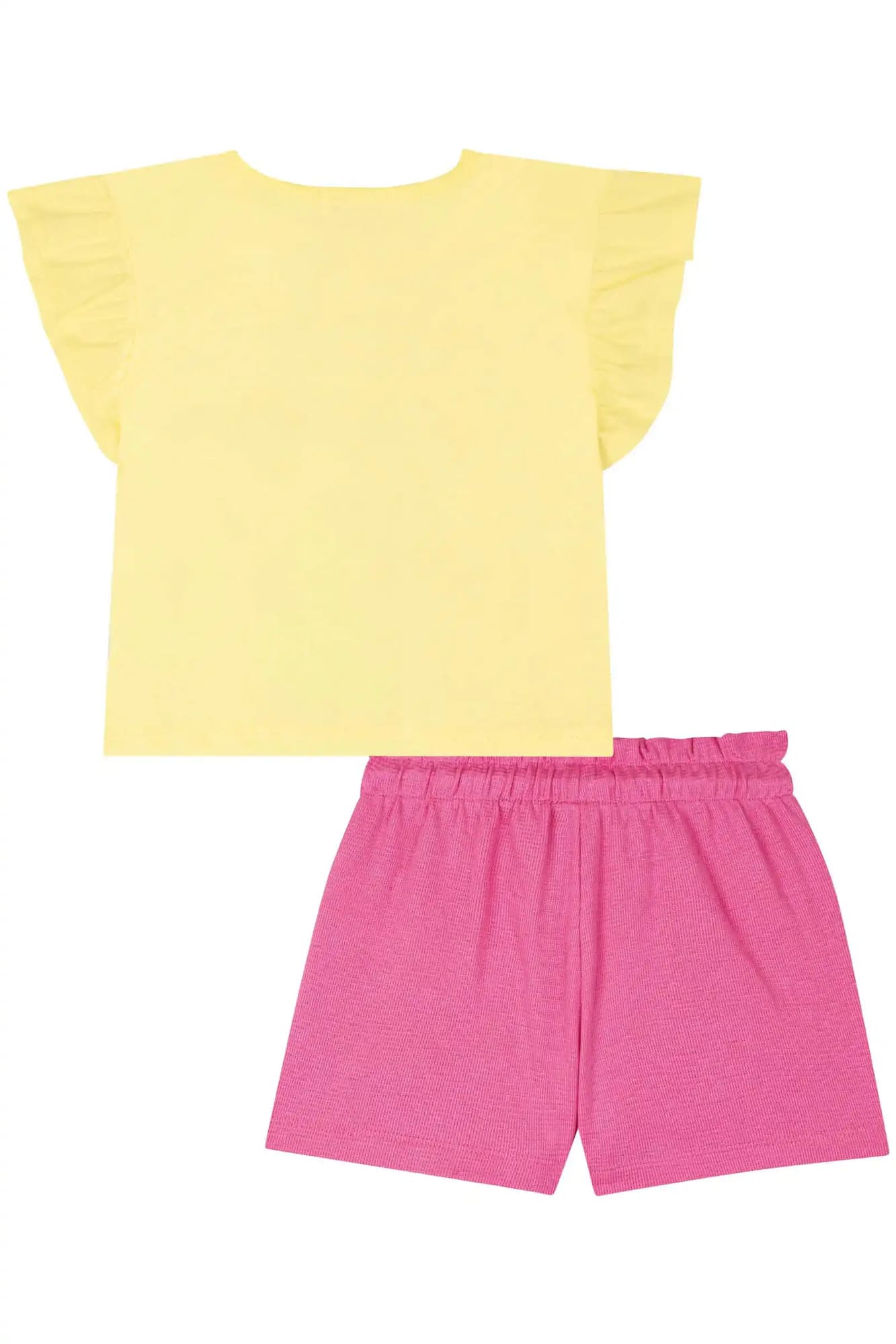 Conjunto Infantil Kukiê Verão com Short Rosa e Blusa Amarela Trigrinha
