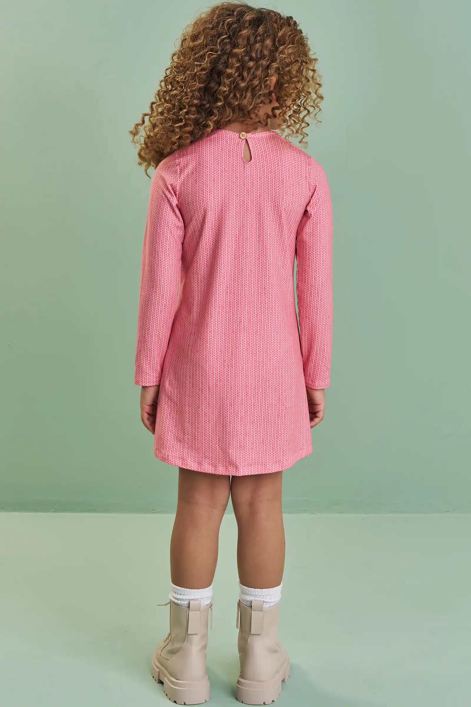 Vestido Infantil Kukiê Inverno Rosa Brincadeira na Chuva