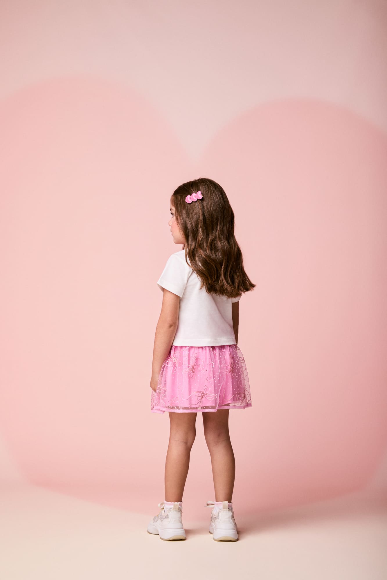 Conjunto Infantil Momi Inverno, Saia em Tule Rosa e Blusa Manga Curta Hello Kitty Lacinho