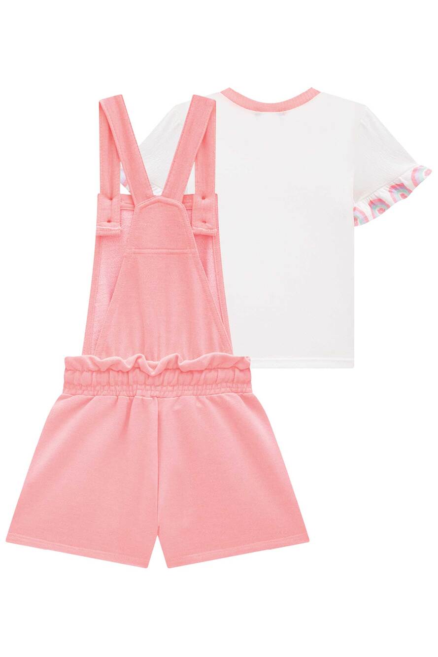 Jardineira Infantil Kukie Verão Com Blusa Arco Irís