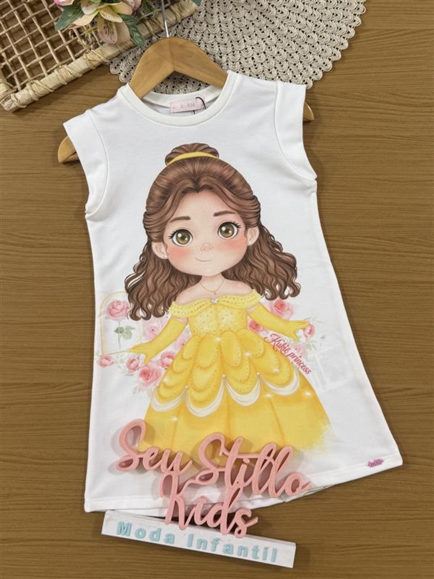 Vestido Infantil Kukiê Verão Branco Princesa Bela