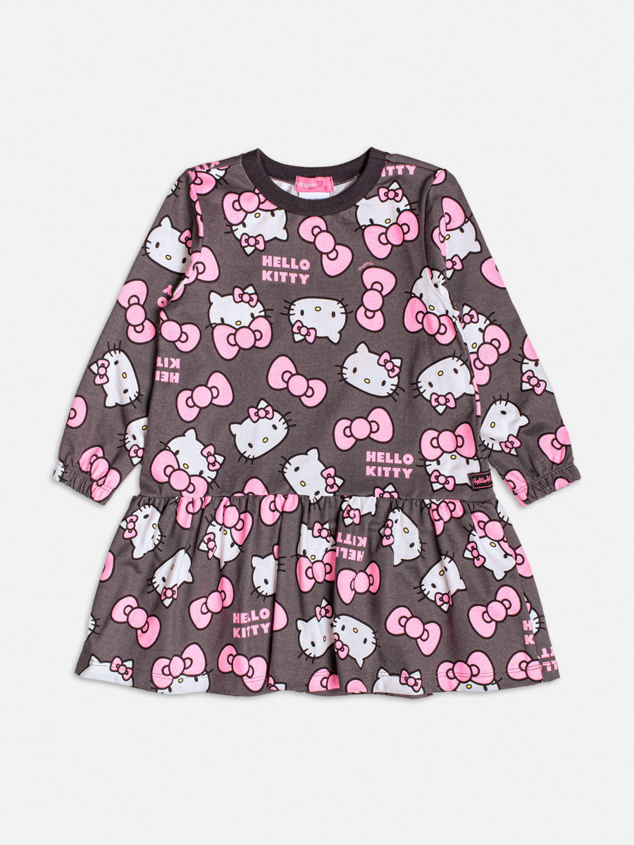 Vestido Infantil Momi Inverno Cinza Hello Kitty