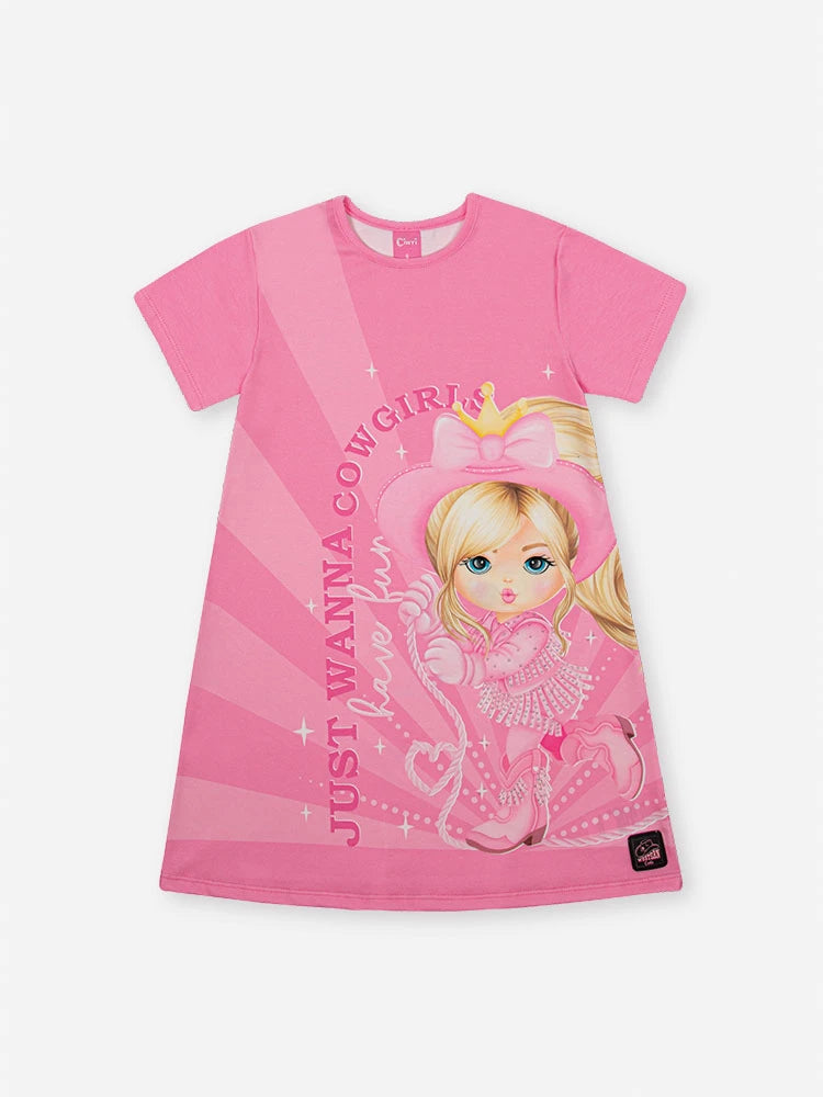 Vestido Infantil Cinti Verão Rosa Cow Girls