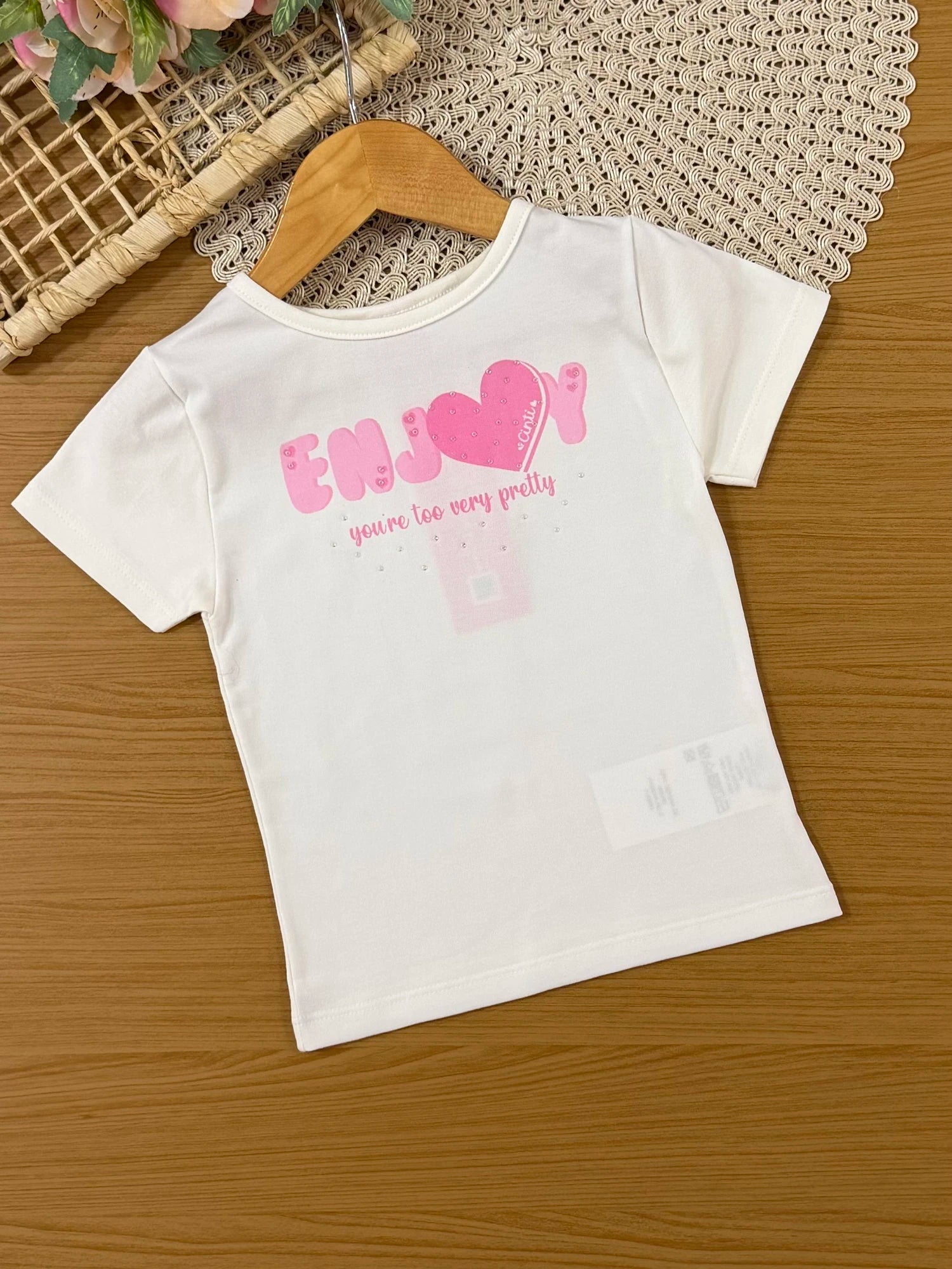 Conjunto Infantil Cinti Inverno com Saia Rosa em Tule e Blusa Manga Curta Enjoy