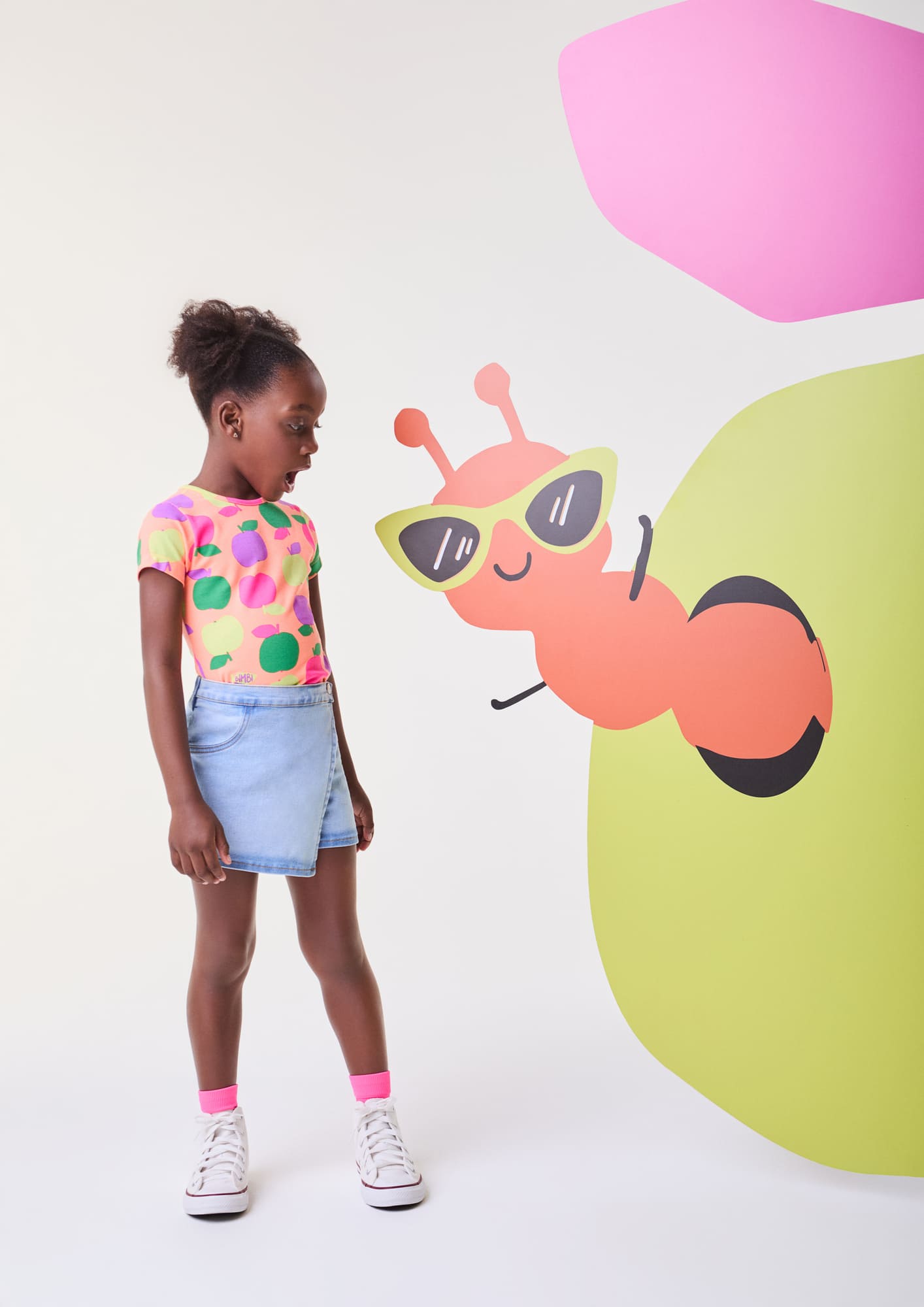 Blusa Infantil Bimbi Verão Laranja Frutinhas