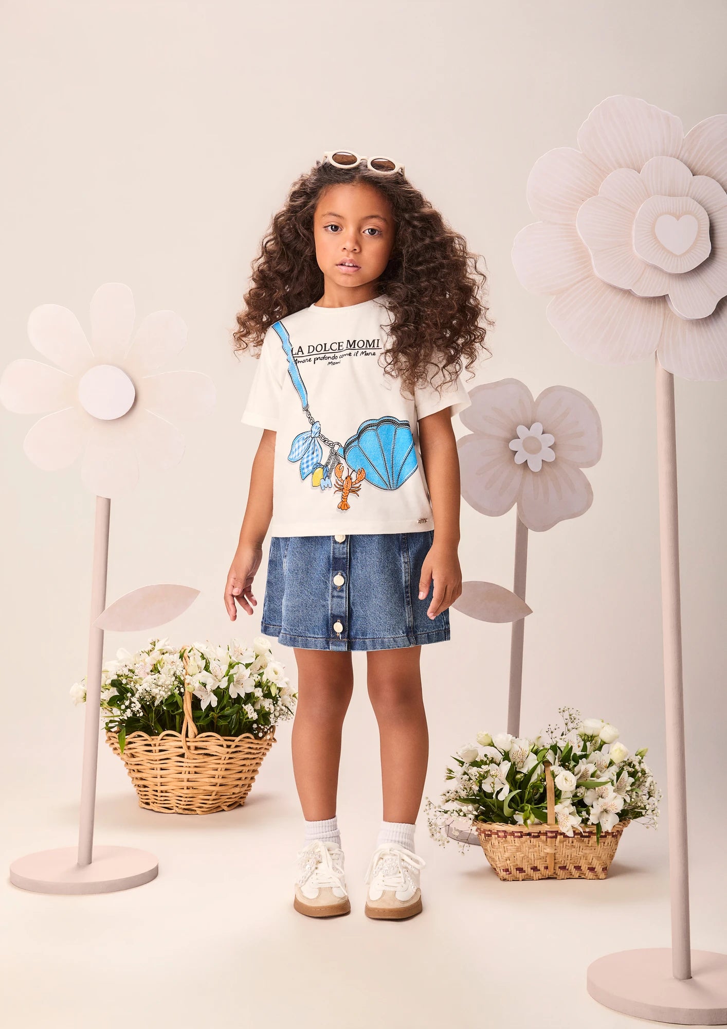 Blusa Infantil Menina Momi Branca Bolsinha 3D com Strass