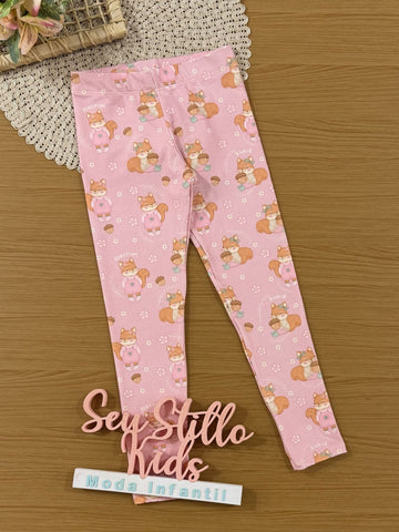 Calça Legging Infantil Kukiê Inverno Térmica Rosa Esquilinha