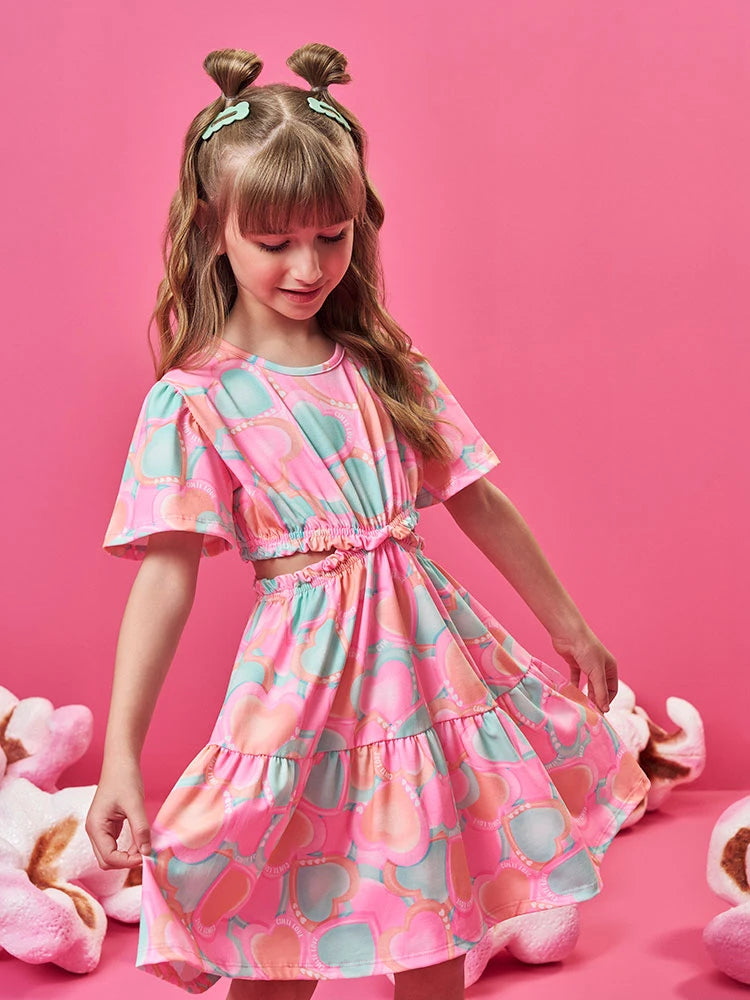 Vestido Infantl Cinti Verão Colorido Corações