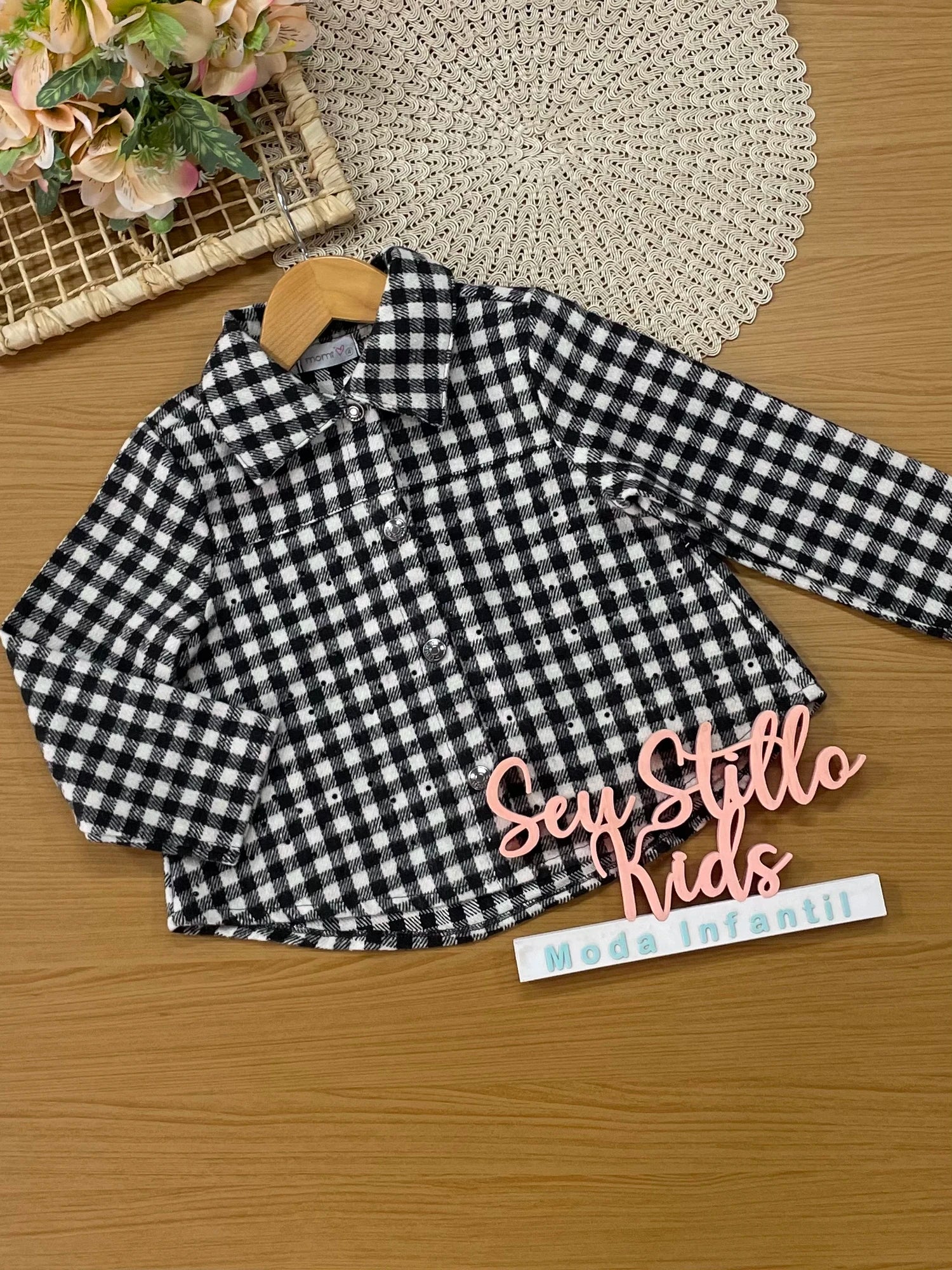 Jaqueta Infantil Momi Inverno Xadrez com Strass