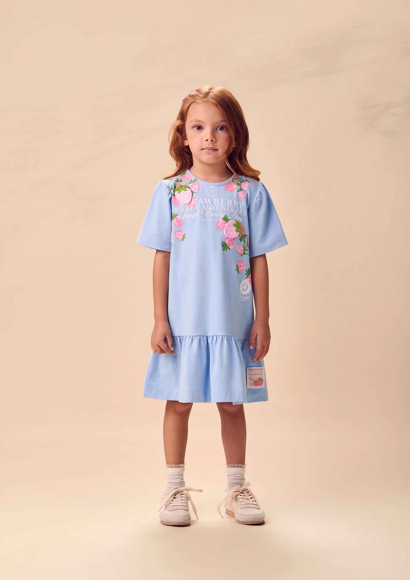 Vestido Infantil Animê Azul Moranguinho