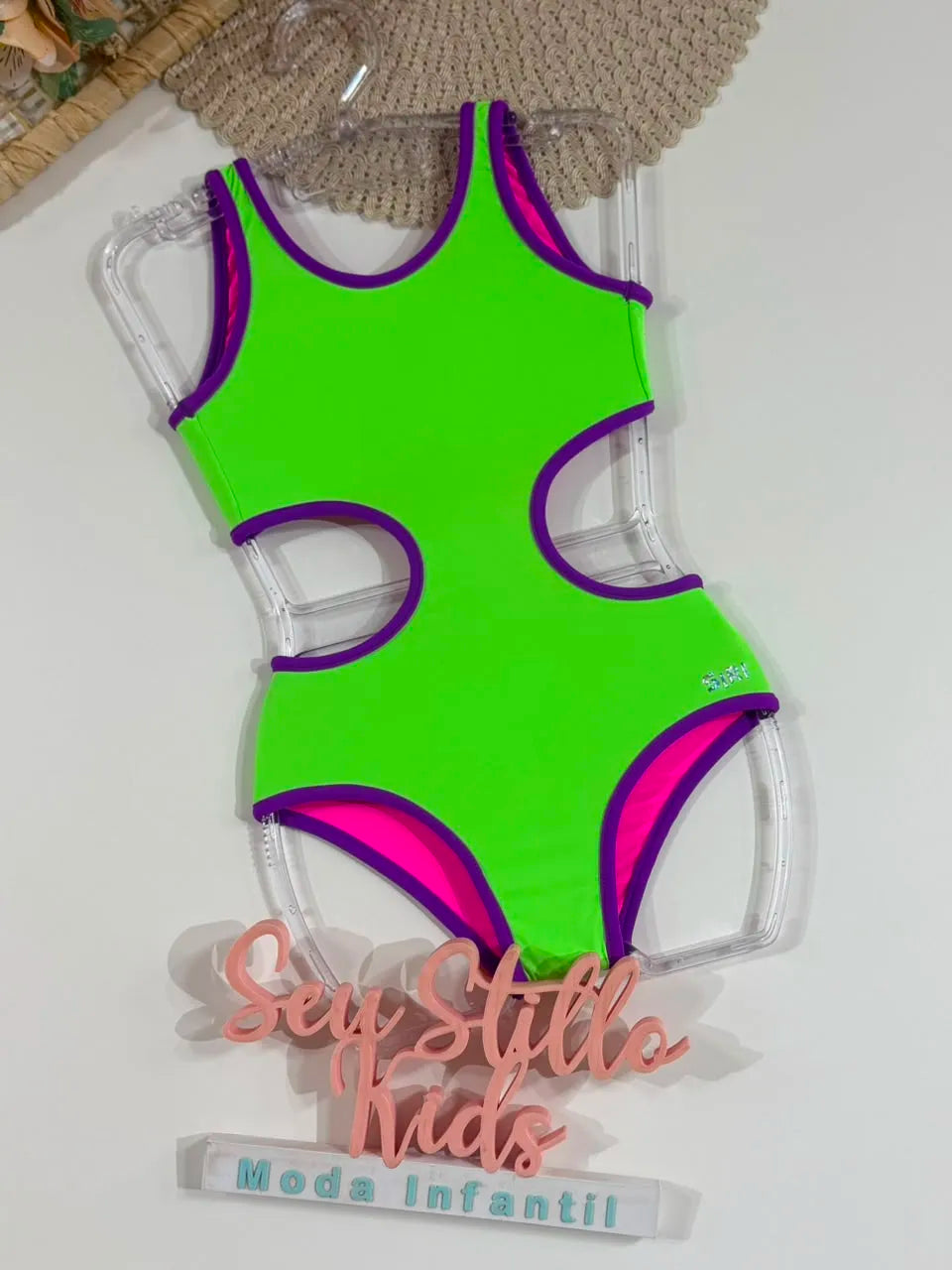 Maiô Infantil Siri Kids Dupla Face Colorido Carol Verde 43262