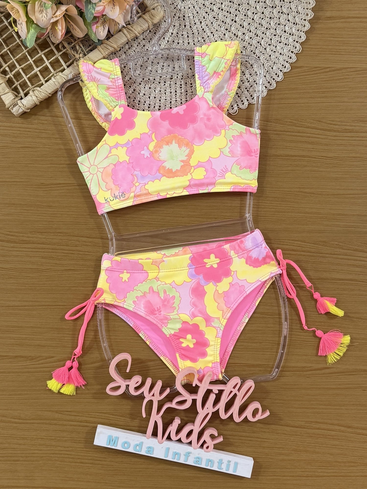 Biquíni Infantil Kukiê Verão Rosa Floral