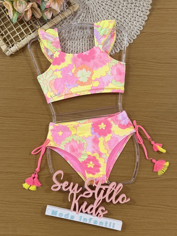Biquíni Infantil Kukiê Verão Rosa Floral
