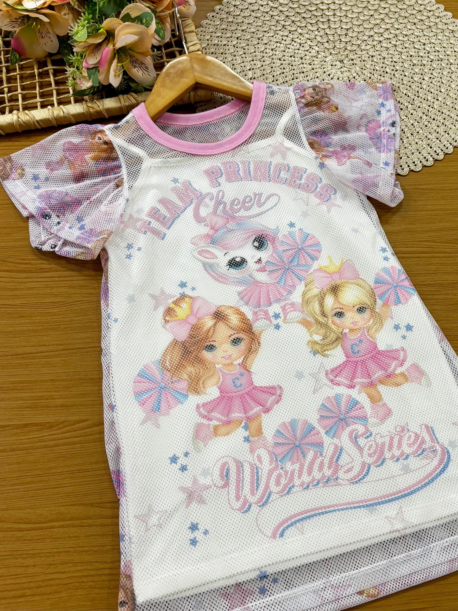 Vestido Infantil Cinti Branco com Sobreposição Unicórnio Team Princes