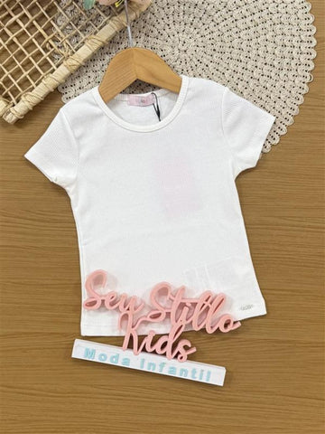 Blusa Infantil Kukiê Verão Canelado Branca