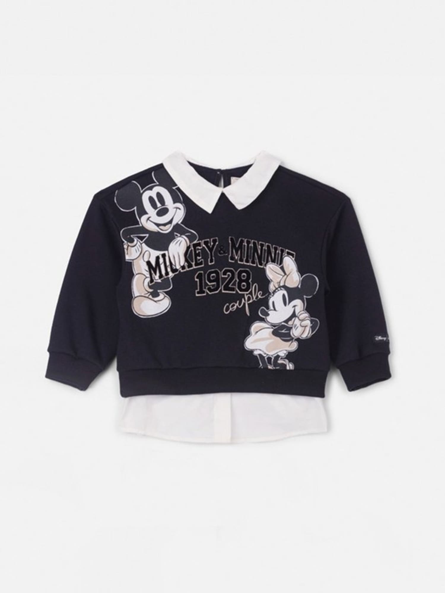 Conjunto Infantil Animê Inverno com Calça e Moletom com Flanela Preto Minnie e Mickey Disney