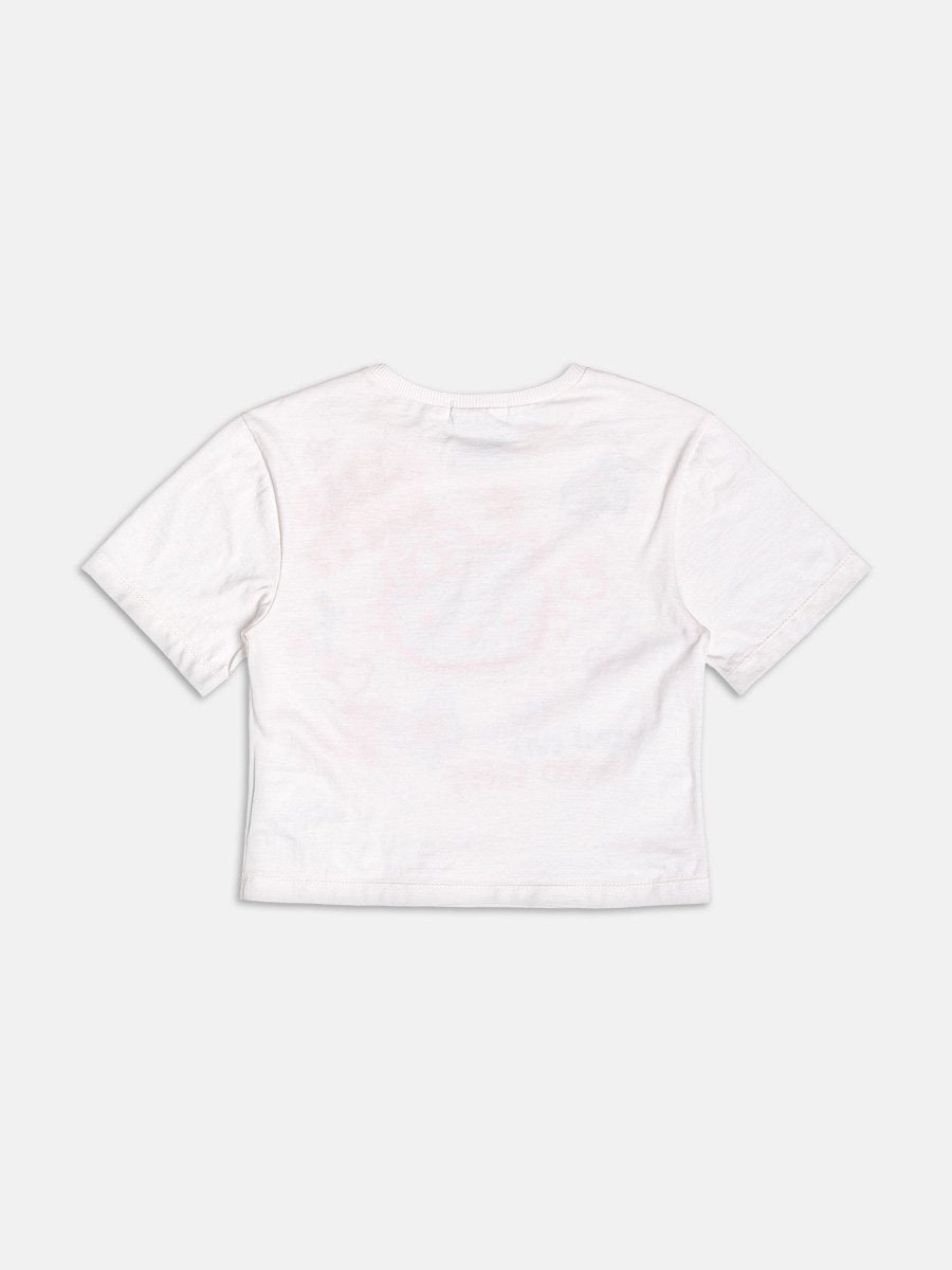 Blusa Infantil Momi Verão Branca Hello Kitty Borboletas