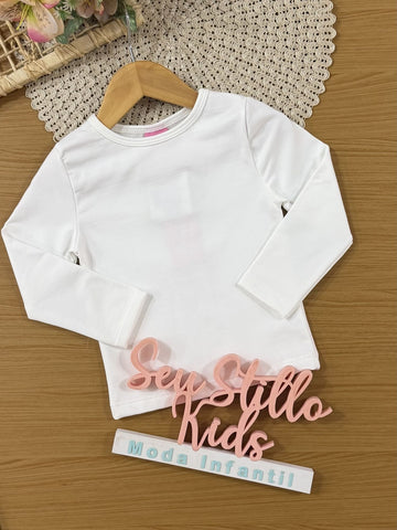 Blusa Infantil Cinti Inverno Manga Longa Térmica Grossa Branca