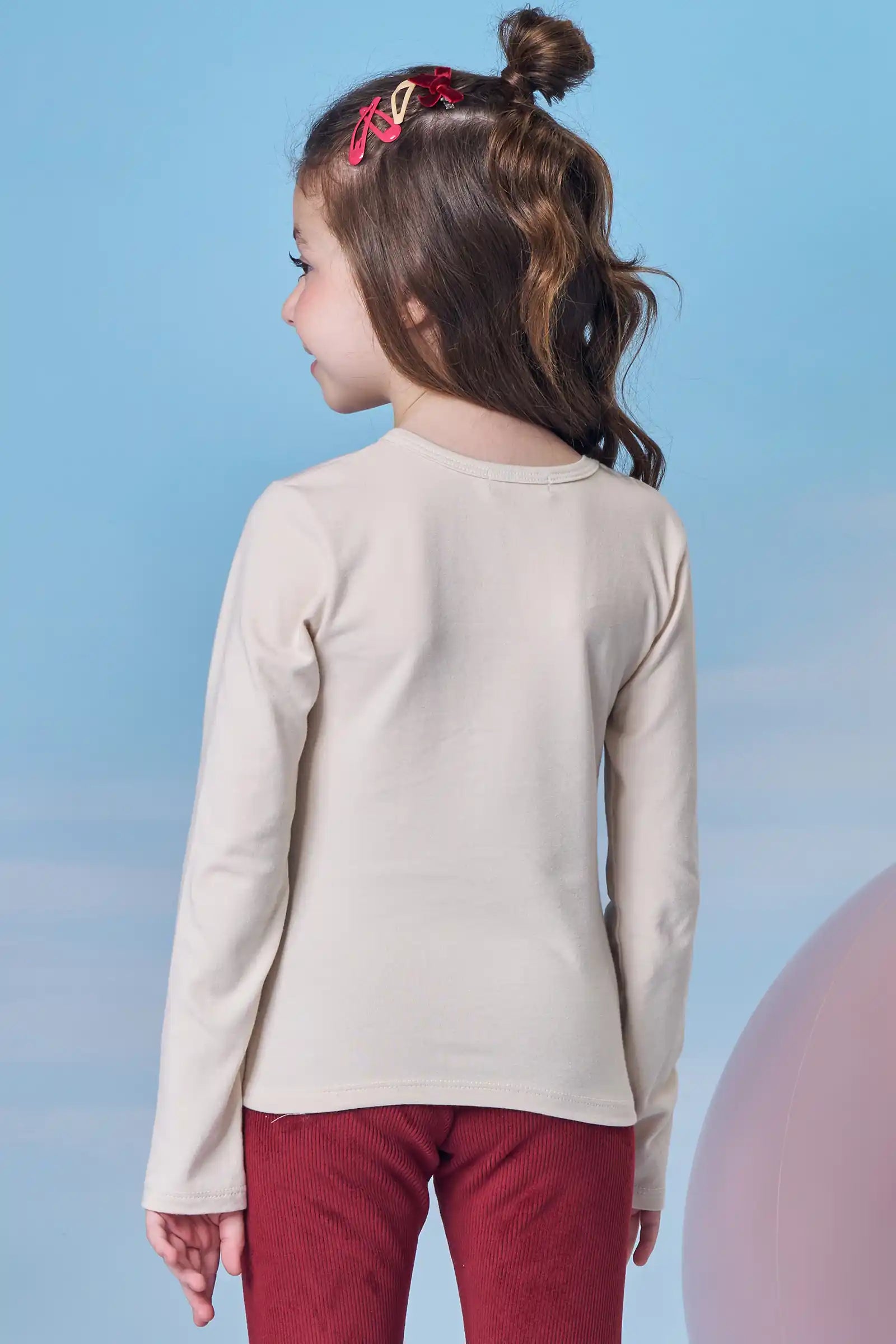 Blusa Infantil Kukiê Inverno Manga Longa Bege Animais Melhores Amigos