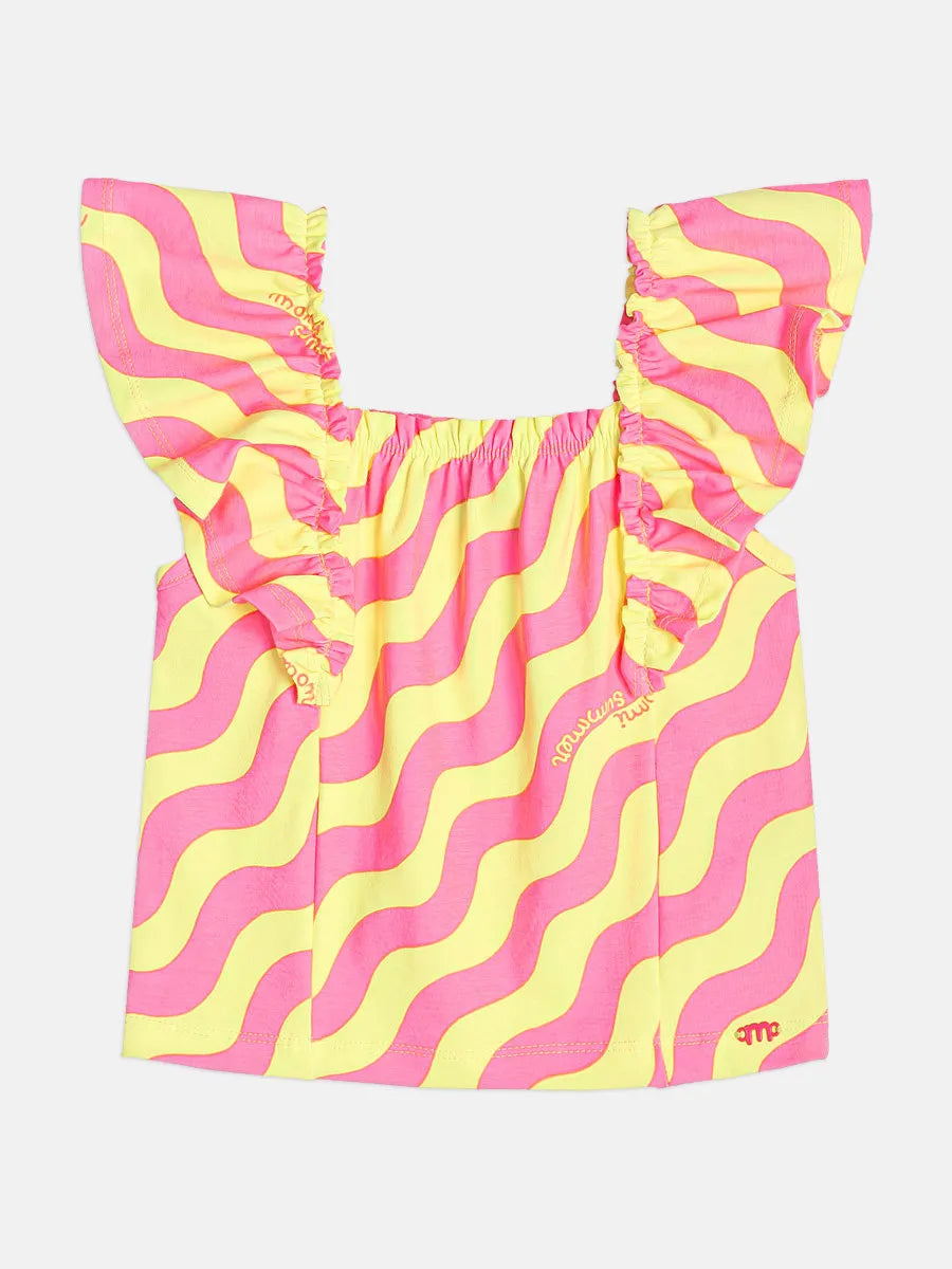 Conjunto Infantil Menina Momi Com Shorts Neon e Blusa Neon Cores