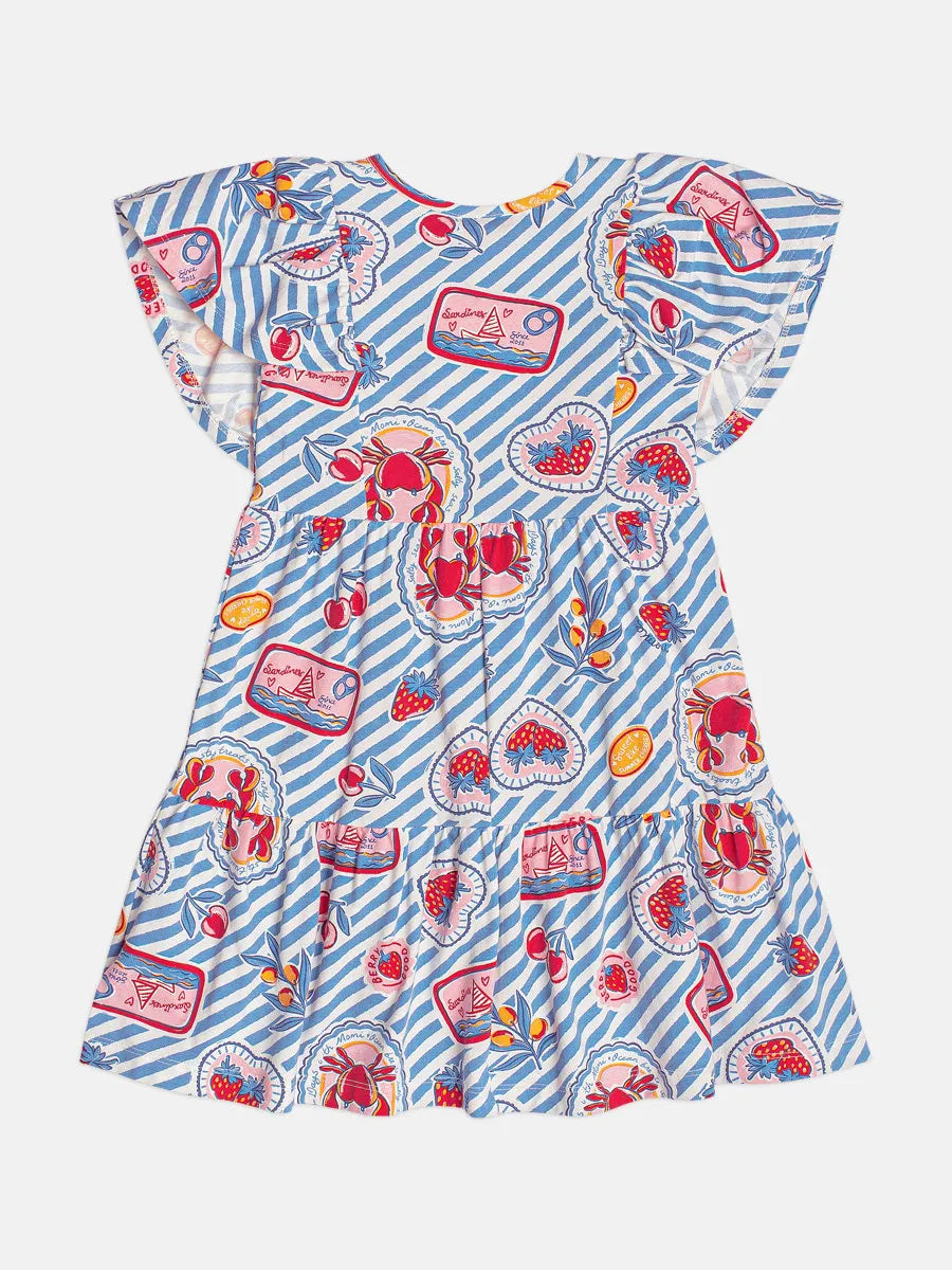 Vestido Infantil Momi Listrado Azul