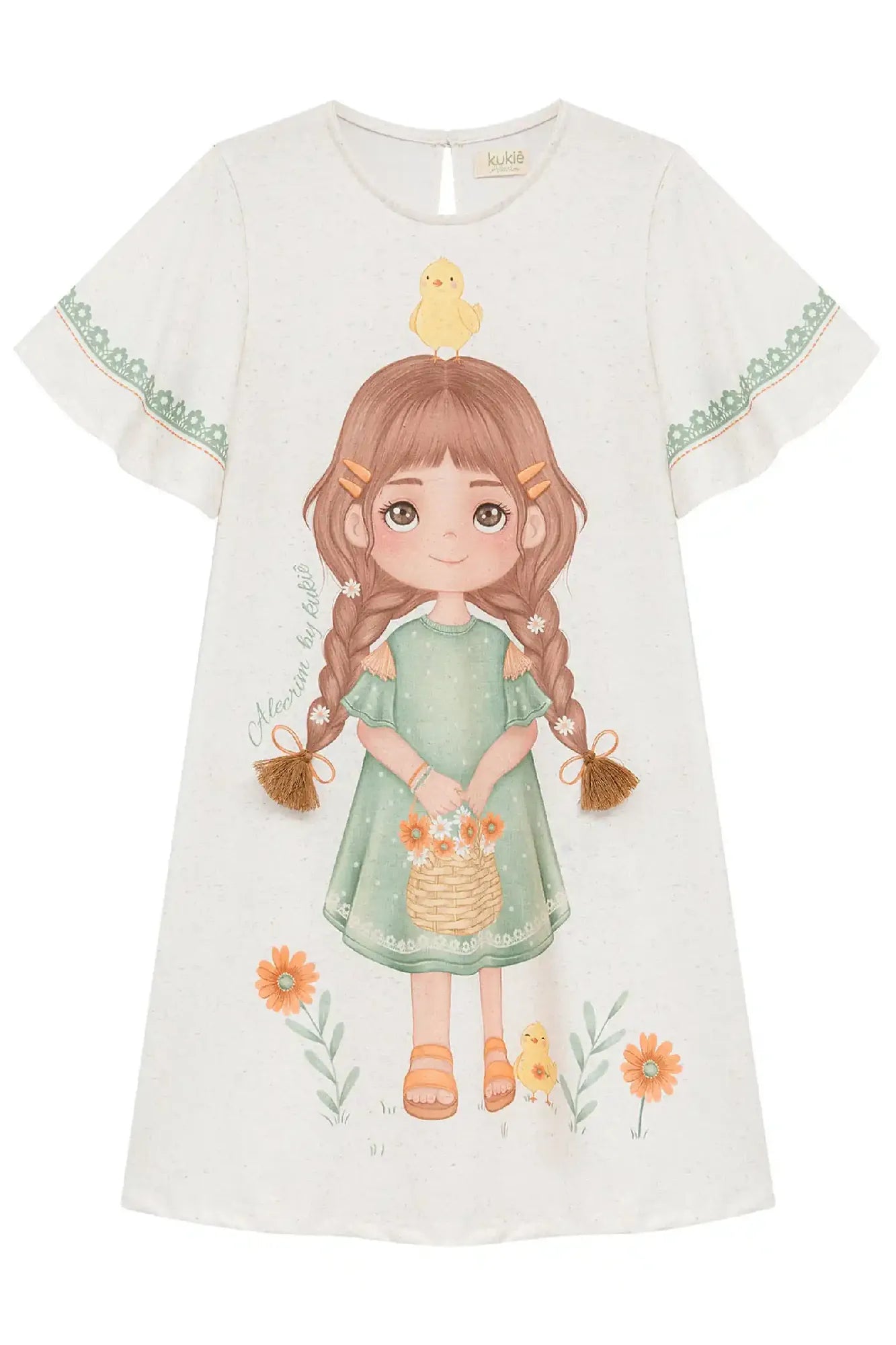 Vestido Infantil Kukiê Verão Off White Menininha Florista