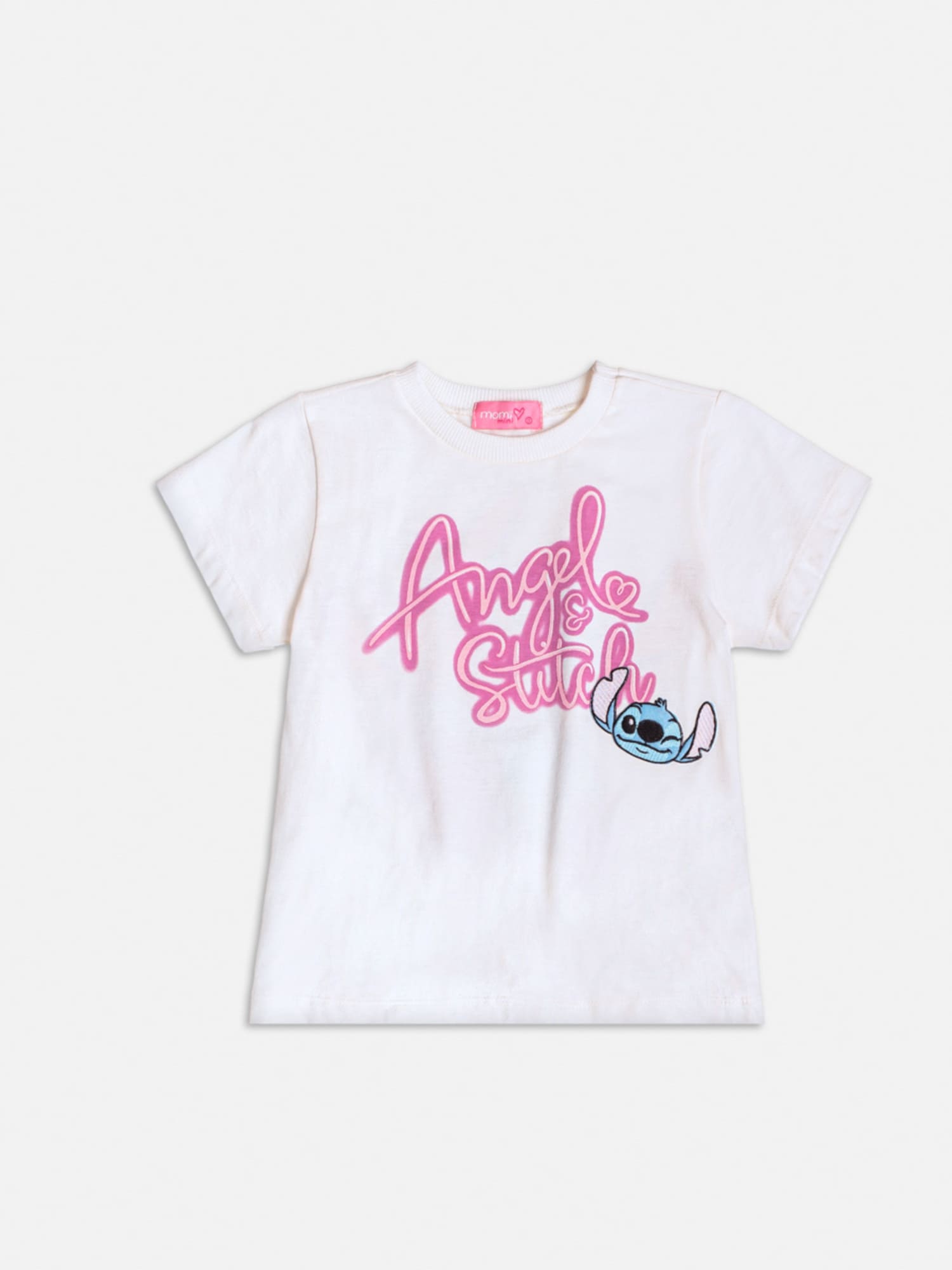 Blusa Infantil Momi Branca Angel e Stitch Disney