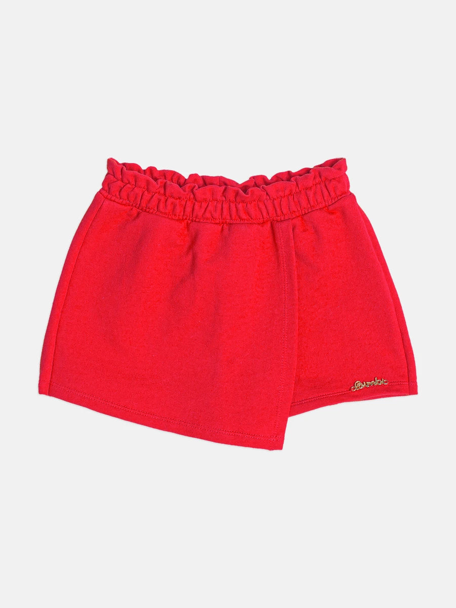 Conjunto Infantil Menina Bimbi com Shorts Saia Vermelho e Regata Caranguejo