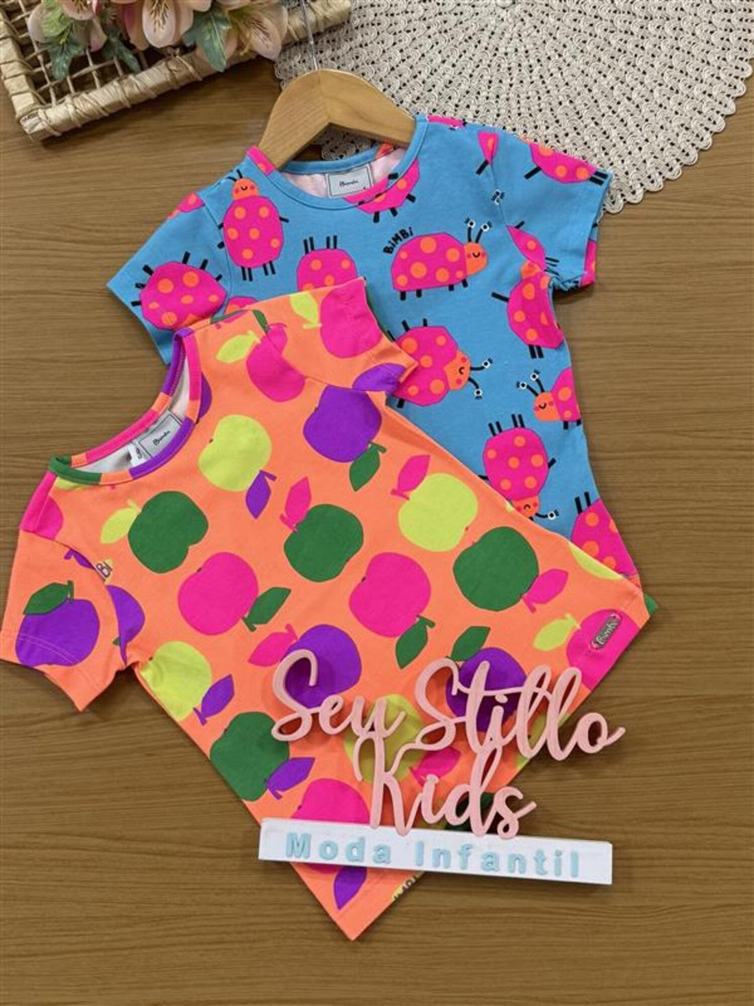 Blusa Infantil Bimbi Verão Laranja Frutinhas