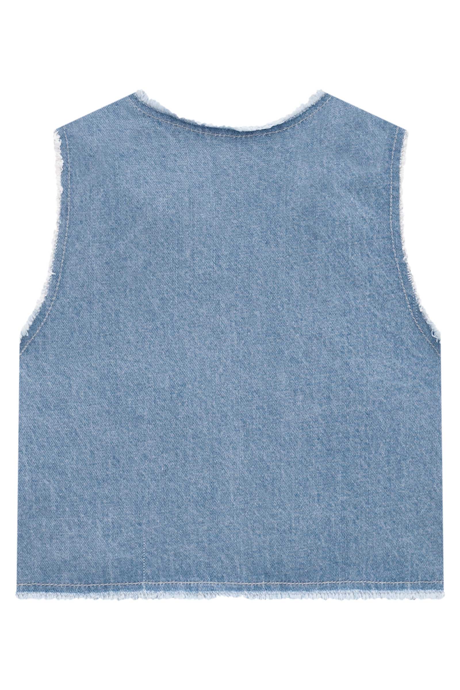 Vestido Infantil Kukie Verão Rosa Com Colete Jeans Flor