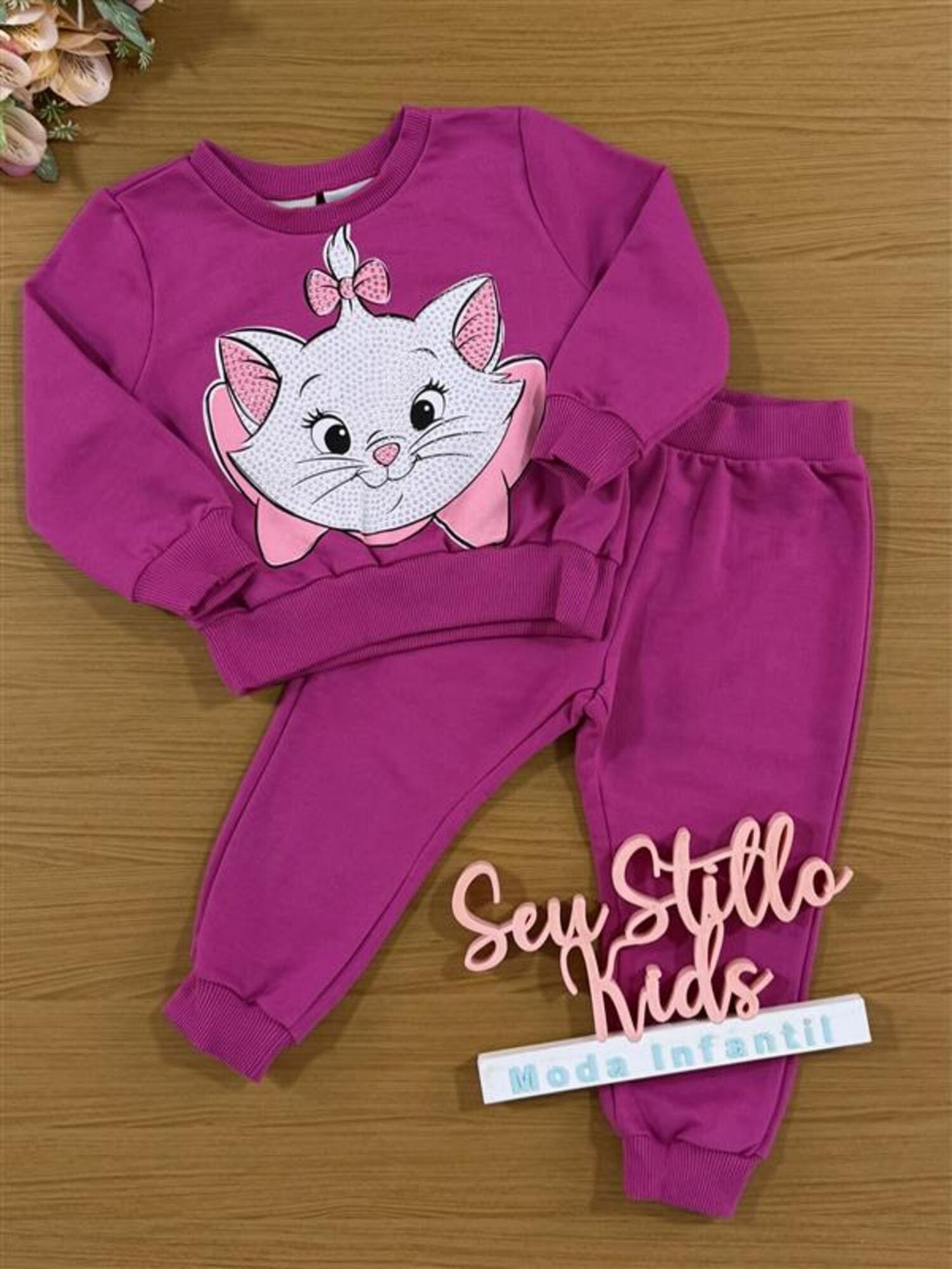 Conjunto Infantil Momi Inverno com Calça e Casaco Rosa Pink Marie Disney