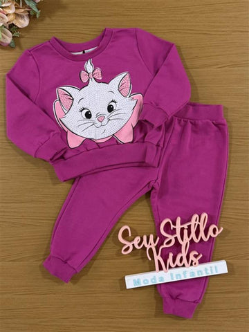 Conjunto Infantil Momi Inverno com Calça e Casaco Rosa Pink Marie Disney