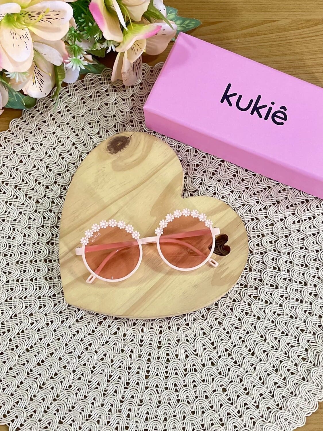 Óculos de Sol Infantil Kukie Verão Rosa Flores