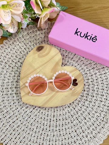 Óculos de Sol Infantil Kukie Verão Rosa Flores