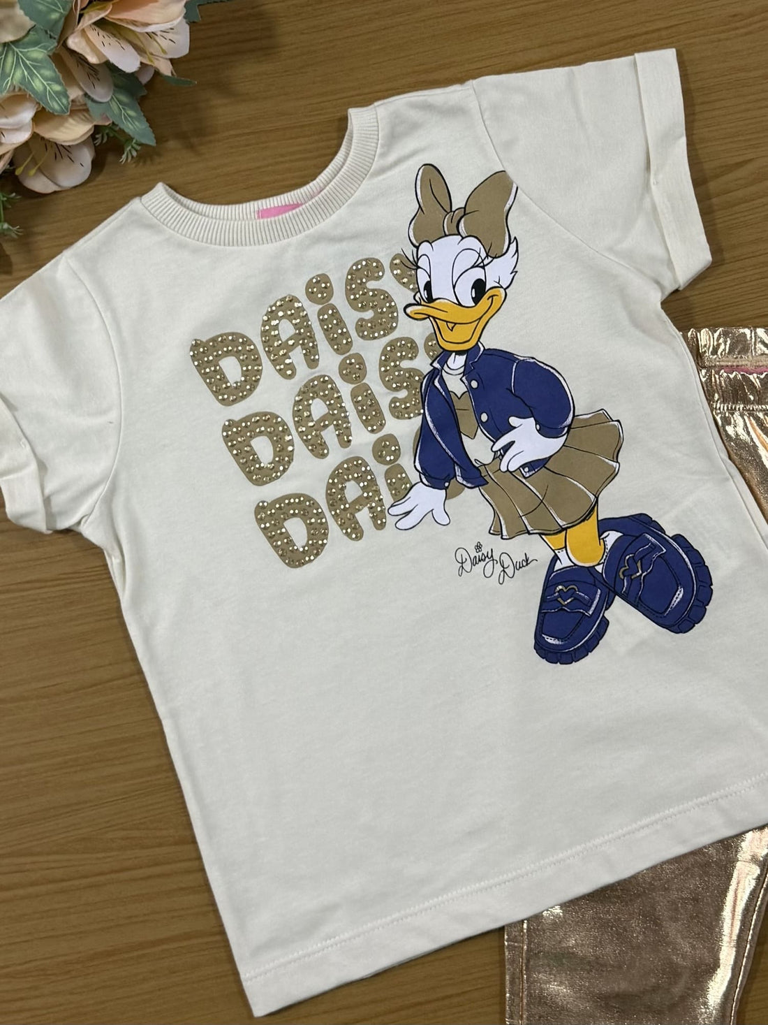 Conjunto Infantil Momi Inverno com Calça e Blusa Bege Daisy Disney