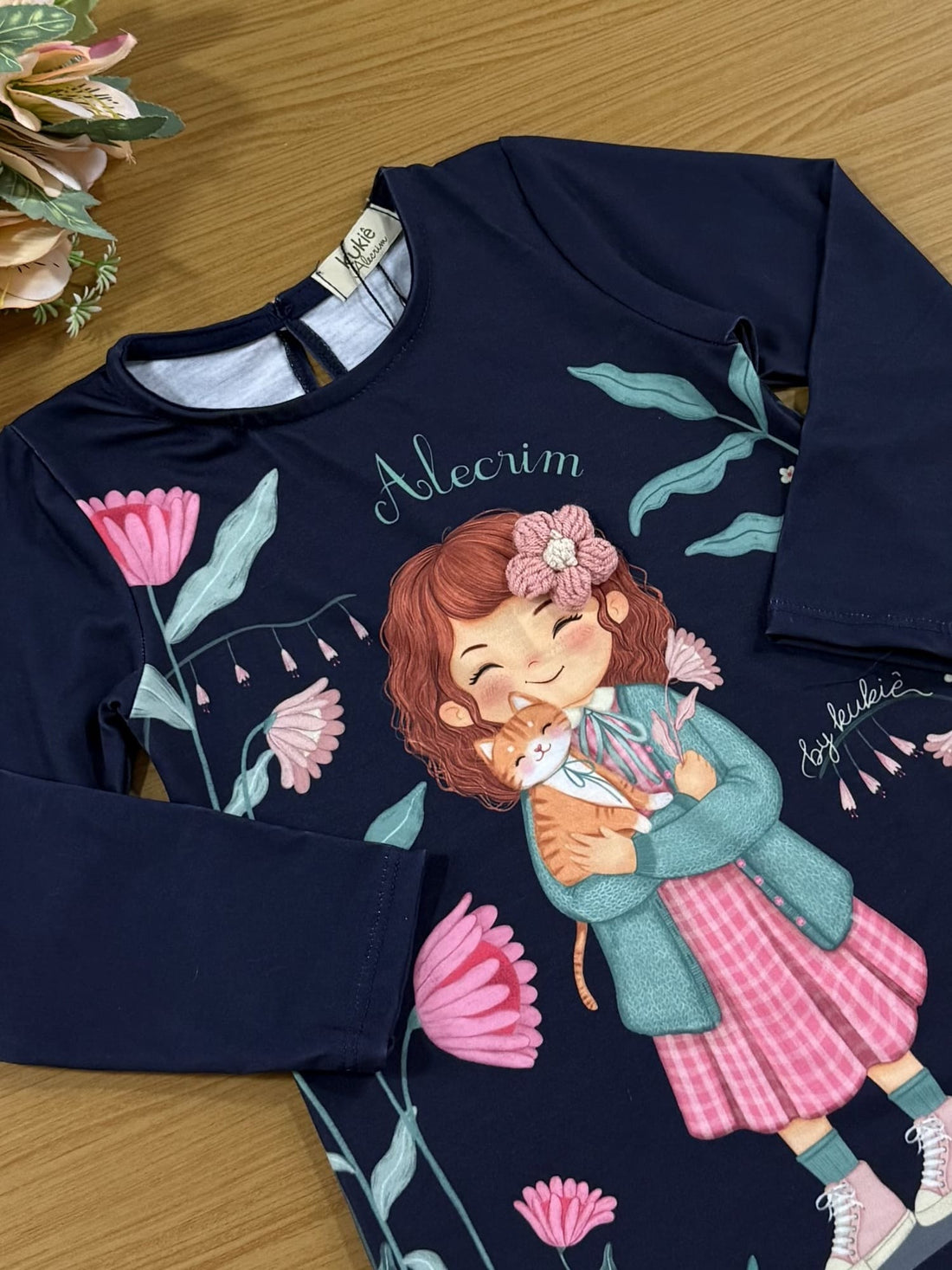 Vestido Infantil Kukie Inverno Azul Marinho Menina no Campo