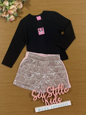 Conjunto Infantil Cinti Inverno com Shorts e Blusa Panda